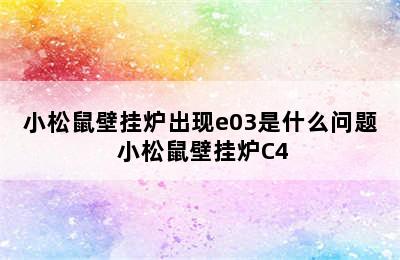 小松鼠壁挂炉出现e03是什么问题 小松鼠壁挂炉C4